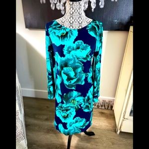 Brian Bailey floral dress with cape sleeves